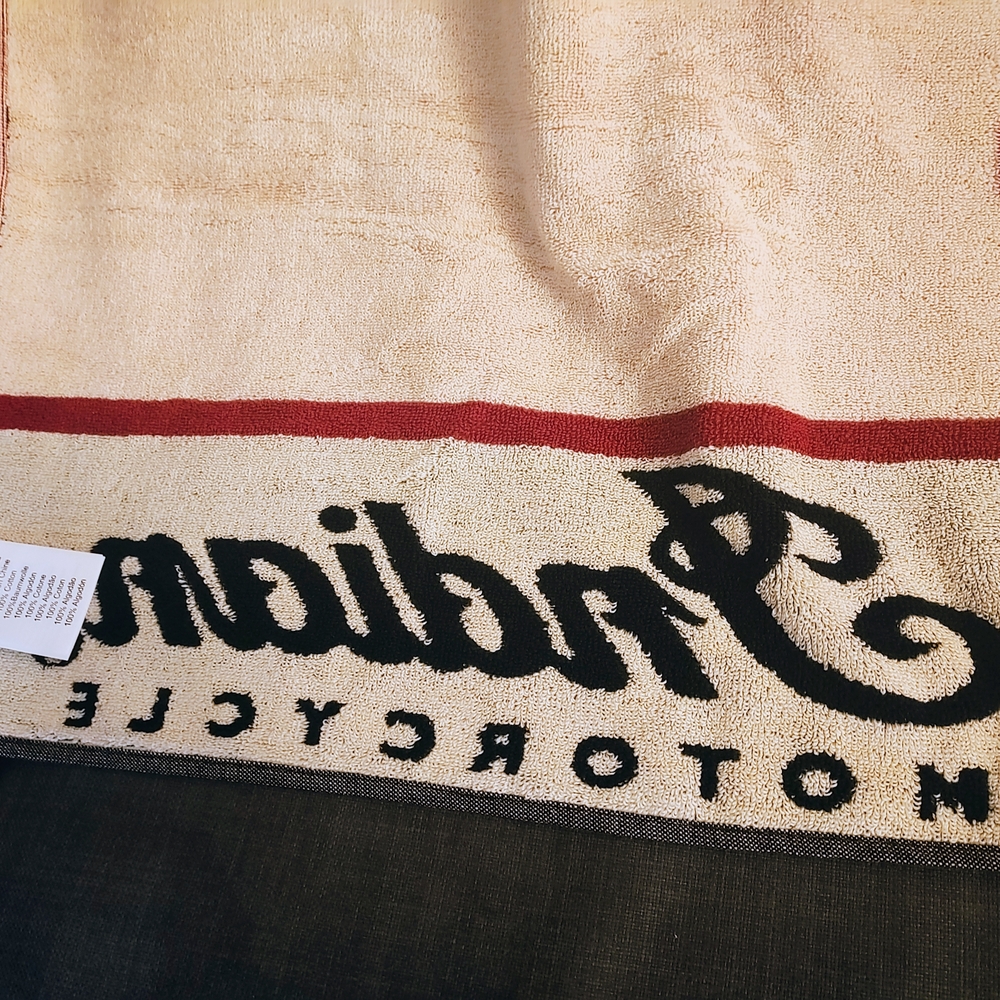Indian Motorcycle Cream and Red Bath Towel